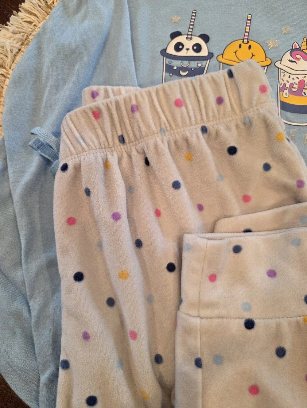 Wonder Nation Girls L 10-12 PLUS Pajama Set Light Blue Winter